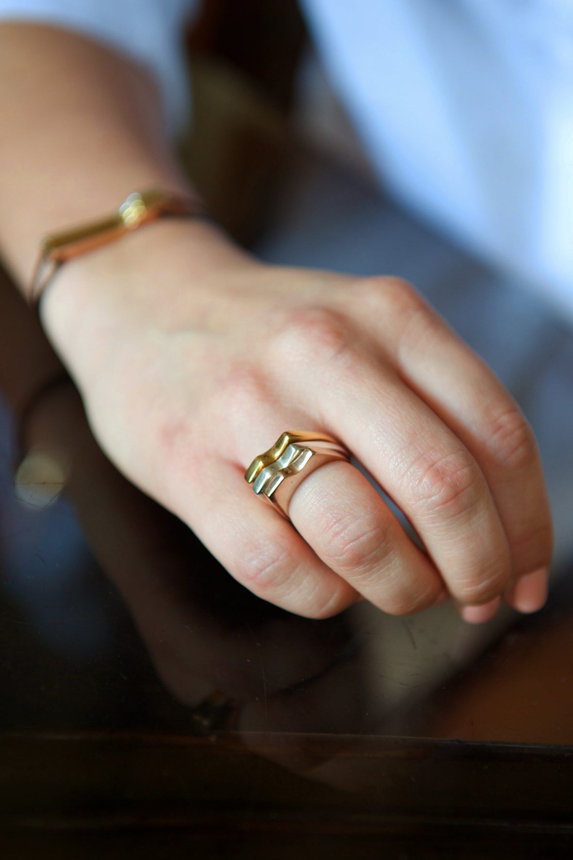Bague Scala Mini, plaquée or jaune