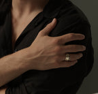 Bague Puzzle, argent, sertie d'un grenat rouge