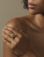 Bague Puzzle, argent, sertie d'un grenat rouge