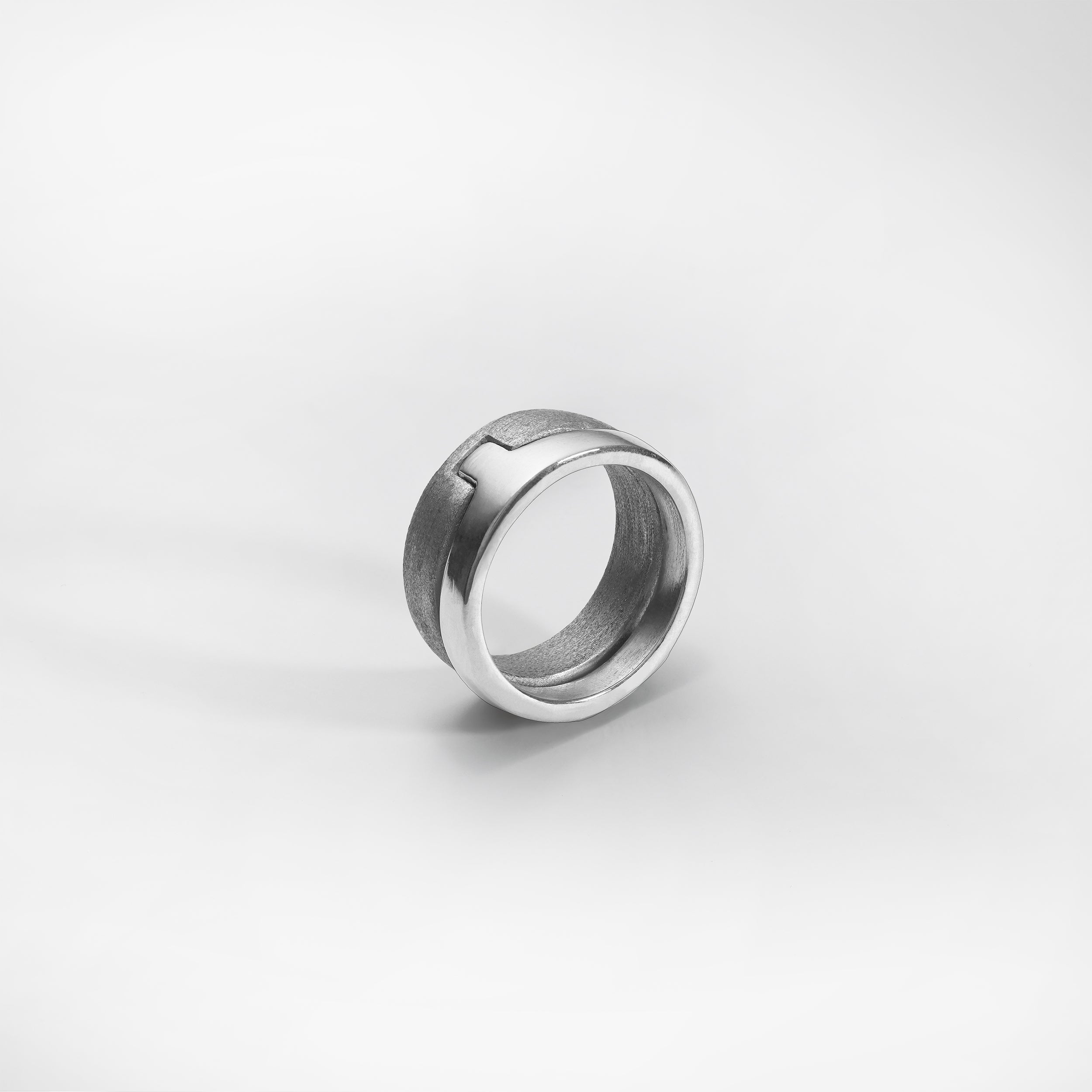 Bague Puzzle, argent, brossée et brillante