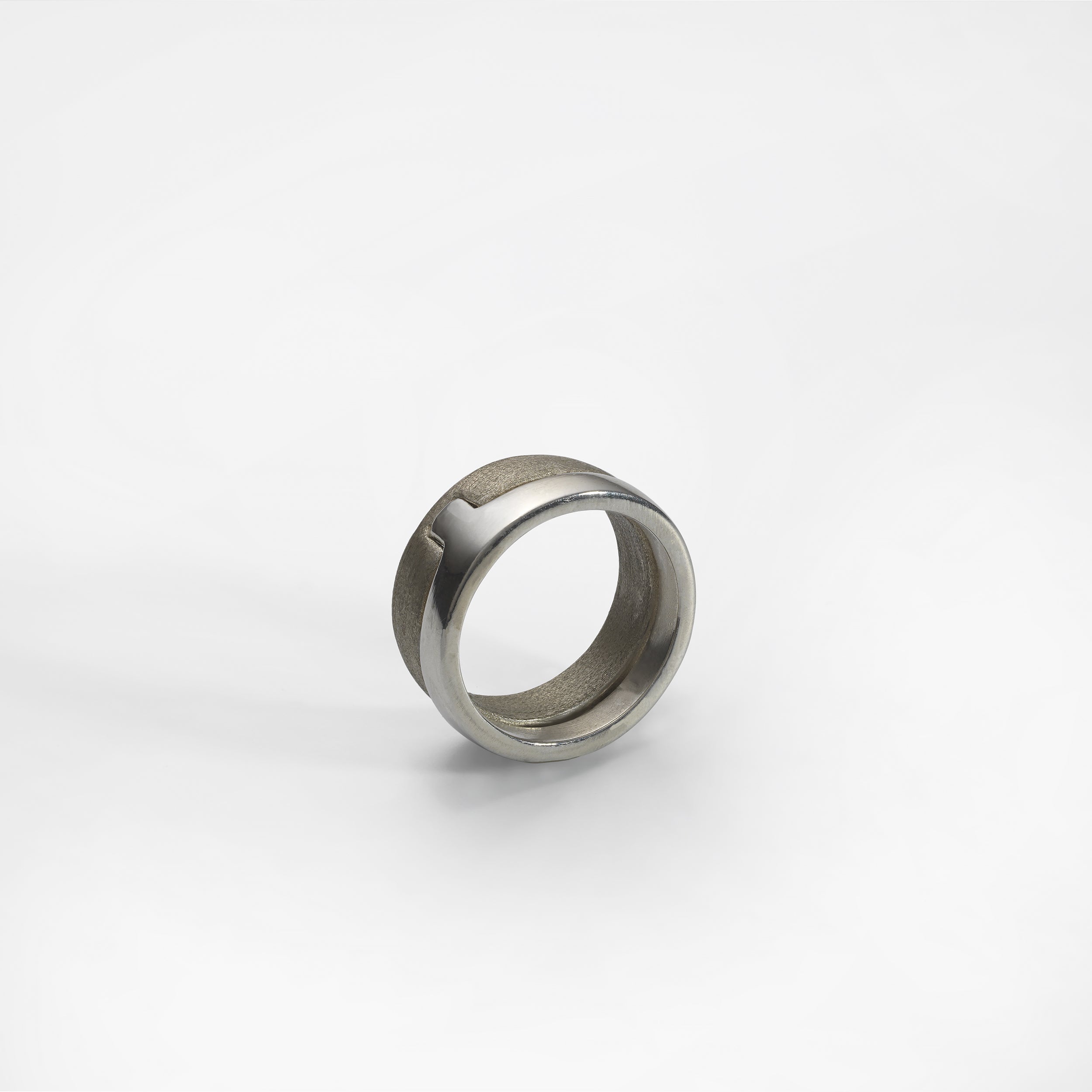 Bague Puzzle, Bicolor argent et bronze brossé