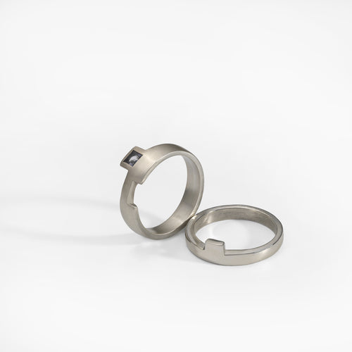 Puzzle Ring, stelring silver brushed-satin
