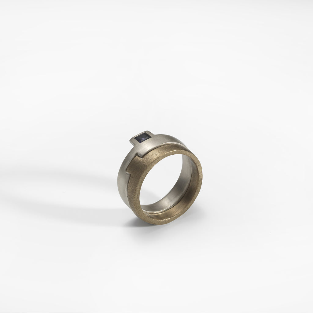 Puzzle Ring, stelring silver brushed-satin