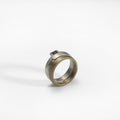 Bague Puzzle bicolor, argent et bronze avec une iolite