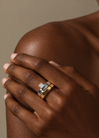 Bague Puzzle Bicolor, argent et plaquée or jaune, sertie d'un oxyde de zirconium