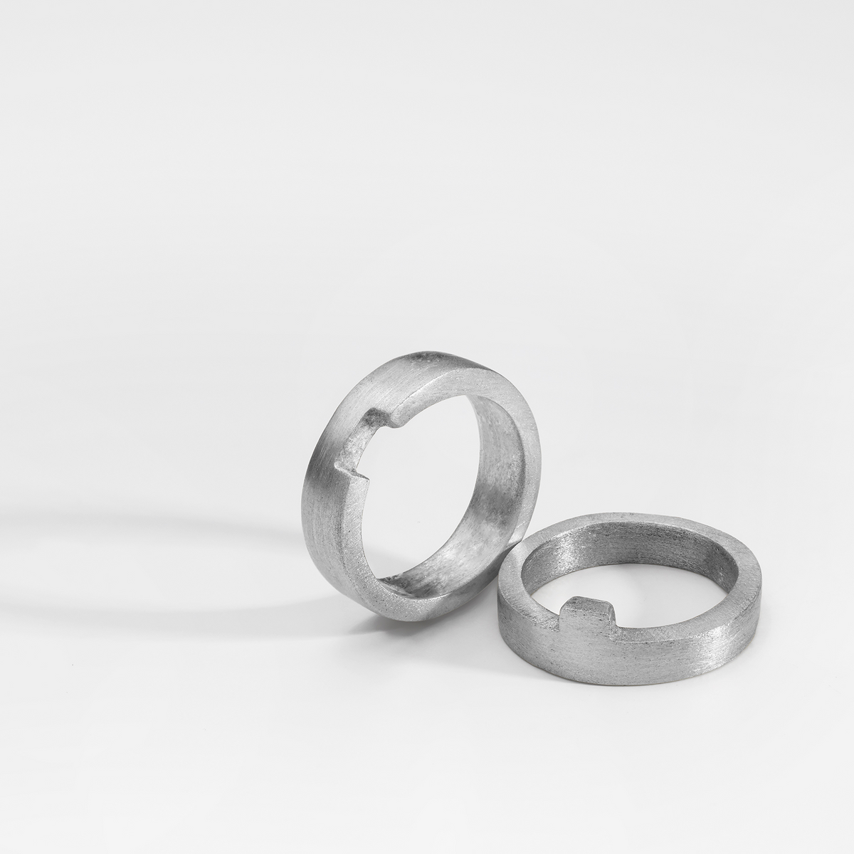 Puzzle ring, sterling silver brushed and satin