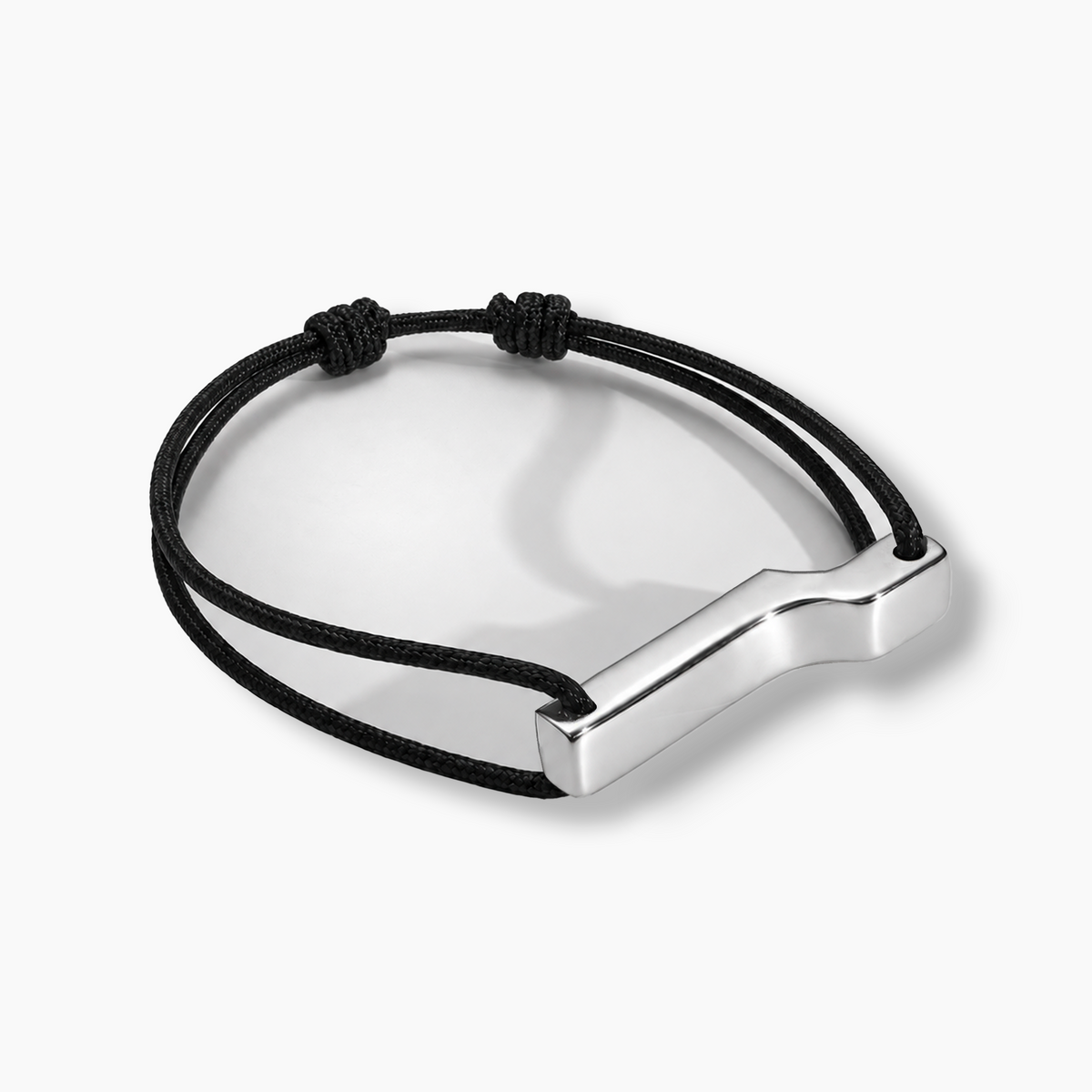 Bracelet Scala BIG, argent brillant, cordon et noeud coulissant.