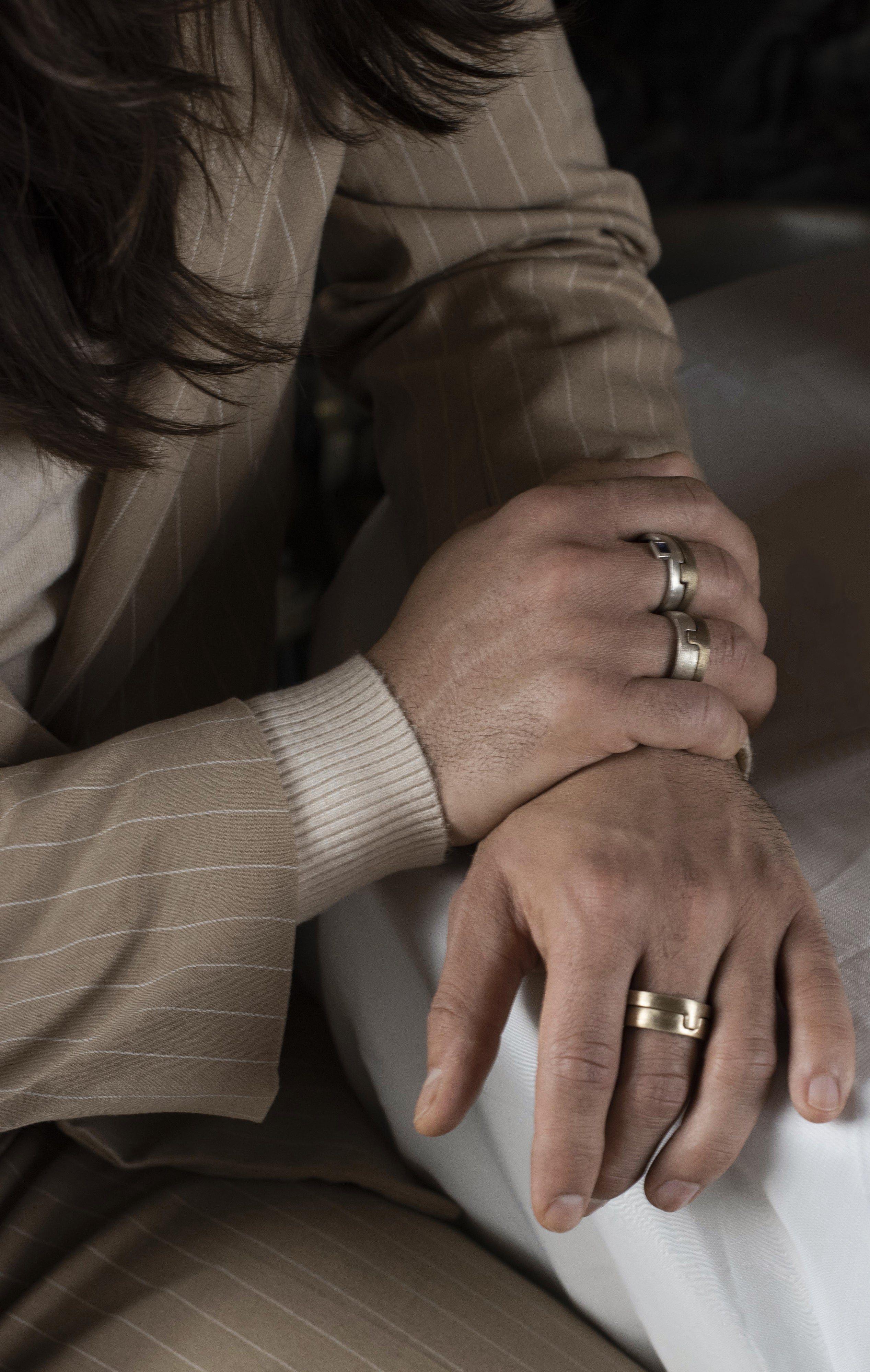 Bague Puzzle, argent, sertie d'un grenat rouge