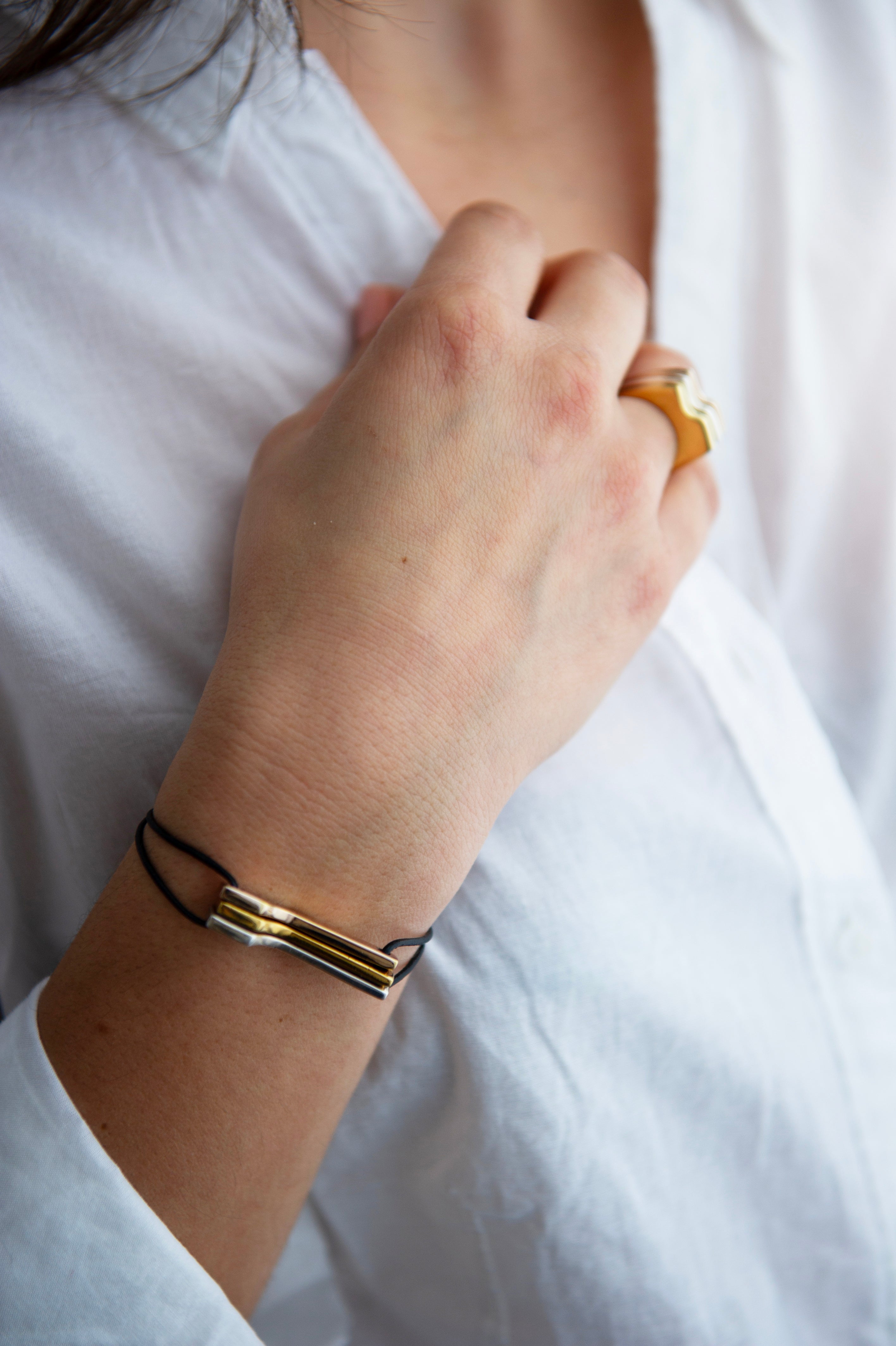 Scala Mini 2 C Bracelet, Yellow Gold Plated and Silver