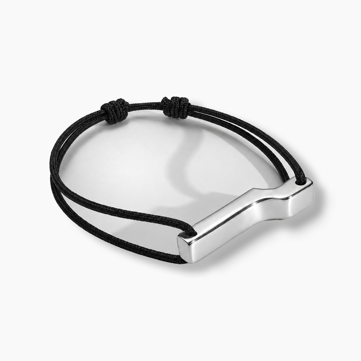 Bracelet Scala, argent massif brillant, cordon et noeud coulissant.
