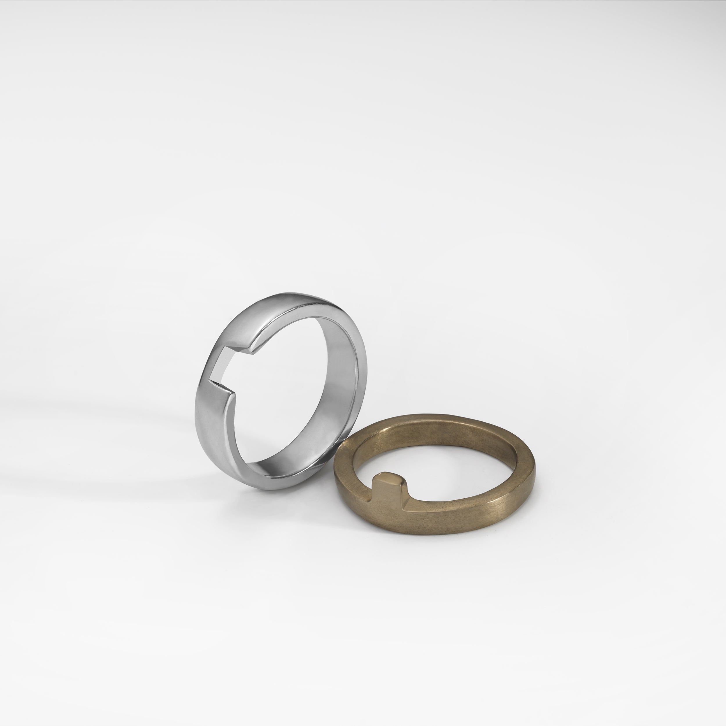 Bague Puzzle, Bicolor argent et bronze brossé
